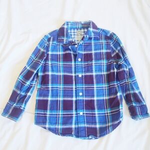 Boys Size XS Blue and Purple Plaid Button Down Shirt